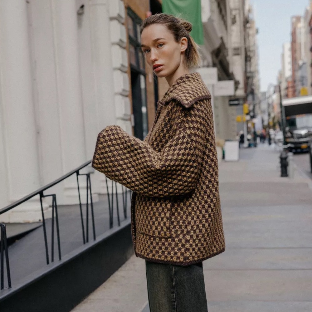 Zara oversized knit coat, mink brown - Picture 5 of 16